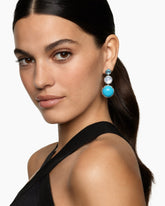 Chatelaine® Round Drop Earrings in Sterling Silver with Turquoise, Milky Rose Quartz and Blue Topaz, 47mm